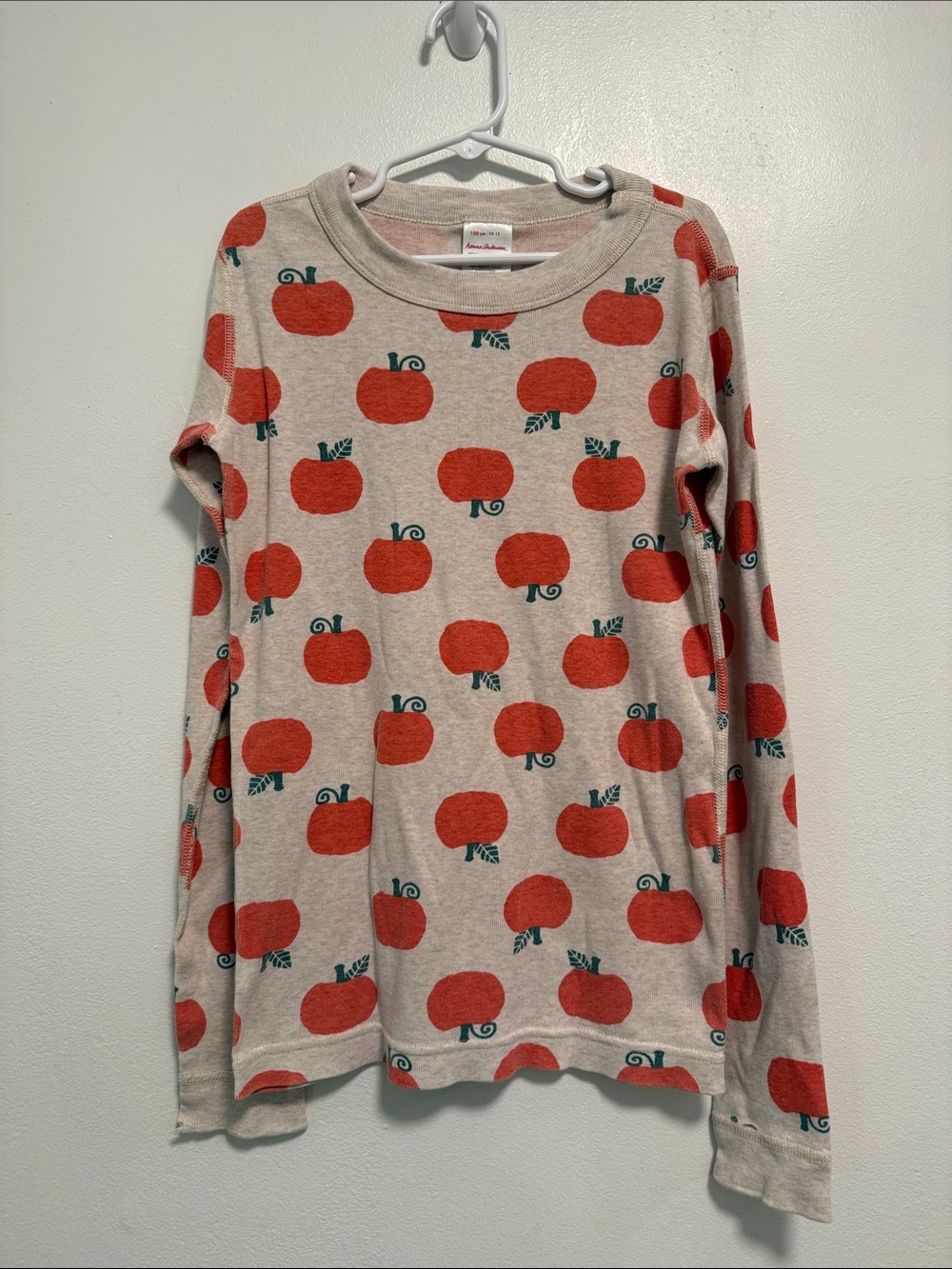 Hanna Andersson Cream Long-Sleeve Top with Red Apple Print